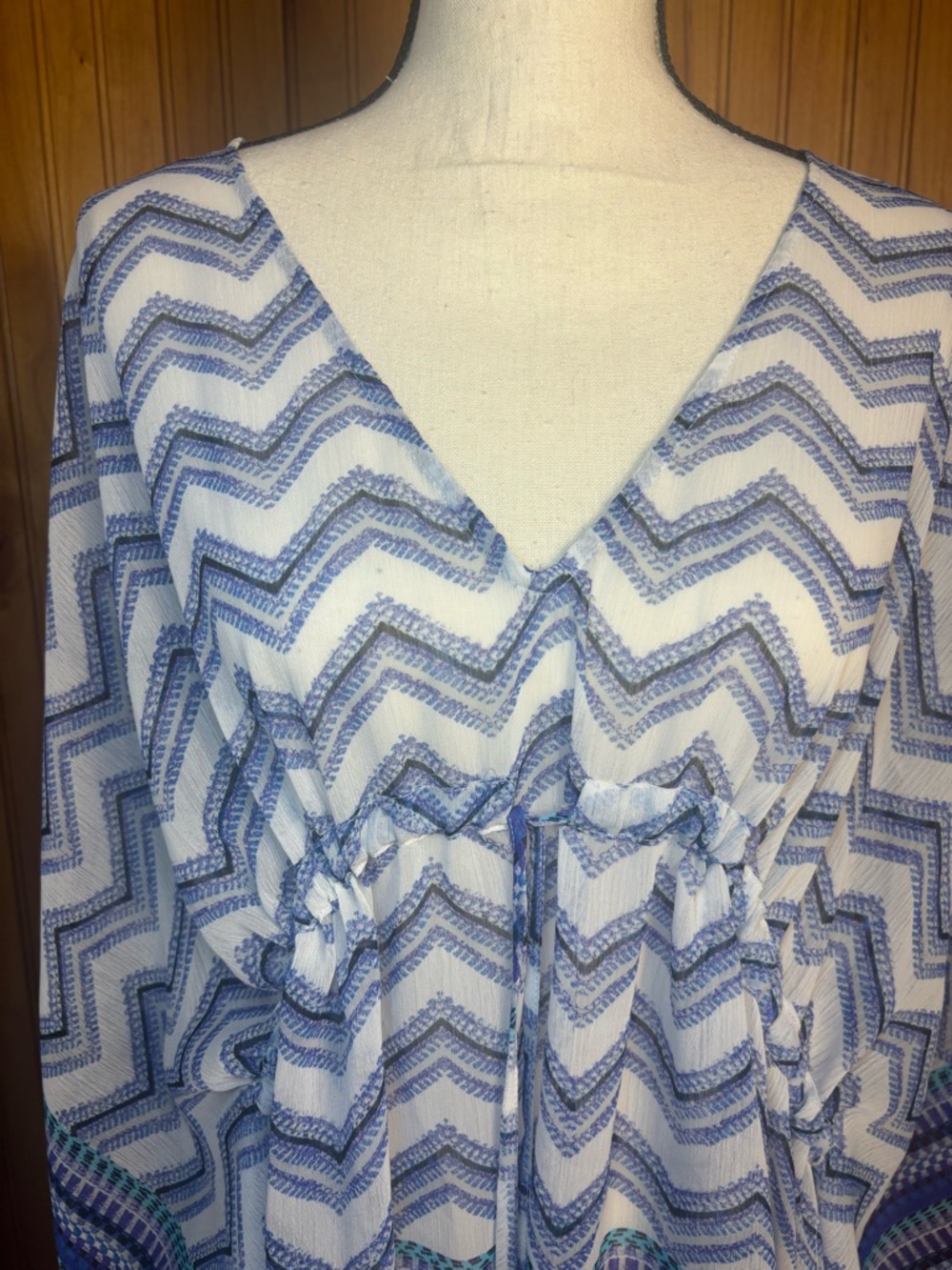 Chico's Blue and White Chevron Swim Coverup, size L/XL - Picture 4 of 7